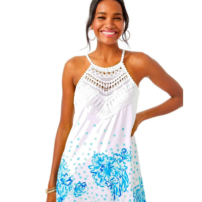 solid deep v halter mini dress Deep V Neck Halter Crossed Back Mini Dress