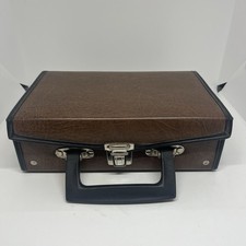 Vintage 12 Cassette Tape Storage Holder Travel Carry Case Brown Faux Leather