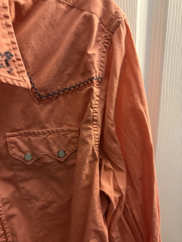 Rrl Men’s Western Button Down Shirt In Pink Size L - Image 3 of 4