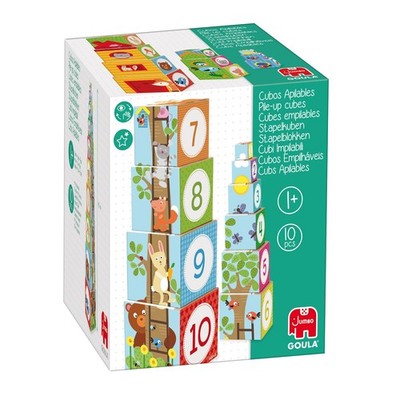 GOULA  Spiele  Stapelturm Holzspielzeug mit bunten Tiermotiven  Nummerierte W...