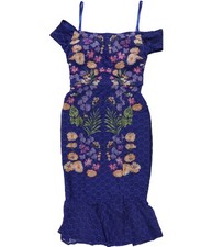 GUESS Womens Lace Bodycon Dress, blue, 6