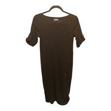 Lauren Ralph Lauren Black Maxi Dress Ribbed Cotton Knit Petite Small