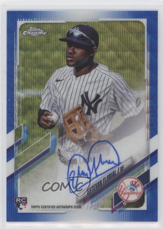 2021 Topps Chrome Rookie Blue Wave Refractor 96/150 Estevan Florial Auto RC 0u17