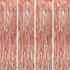 KatchOn, Rose Gold Fringe Curtain - Pack of 4 | 4, 