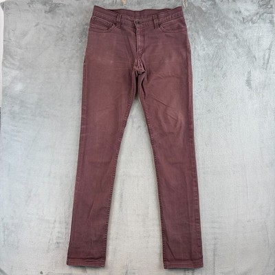 Levi s 510 Super Skinny Stretch Jeans W32 L34 Burgund Rot Denim Reißverschluss