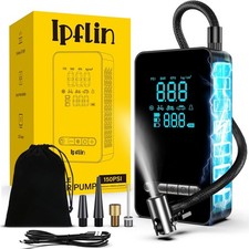 Compressore Aria Portatile, Tutto-in-Uno con Display LCD, USB & Type-C per Auto