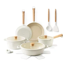 Ceramic Nonstick Cookware Set Non-toxic Healthy Pots and Pans Set Ceramic Coa...