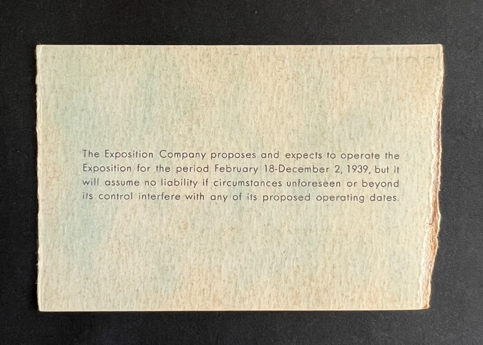 1939 Golden Gate International Exposition San Francisco World's Fair Ticket Stub