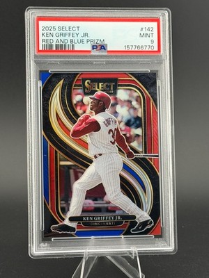 2025 Panini Select Ken Griffey Jr. [Red & Blue Prizm] #142 /249 - PSA 9 MINT
