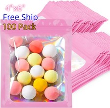 Smell Proof Holographic Mylar Packaging Bags 4"x6" Clear Resealable Zipper Pouch