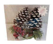 Christmas Pinecone Ornaments Brown White Frosted Rustic Country Hanging 2 Piece