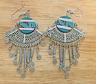 Lot (4) Vintage Earrings:Turquoise, Hand-painted Navajo Wireworks, Jade(?) — photo 5