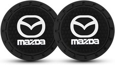 2Pcs Car Cup Coasters, Recessed Silicone Anti-Slip Holder Coaster Mzd  black