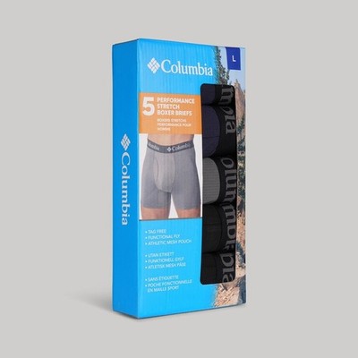 Columbia Herren Performance Stretch Boxershorts 5er Pack, Navy Schwarz Grau - Medium