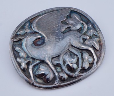 Georg Jensen No 81 Wing Deer Art Nouveau Sterling Denmark Pin Brooch GJ Peryton
