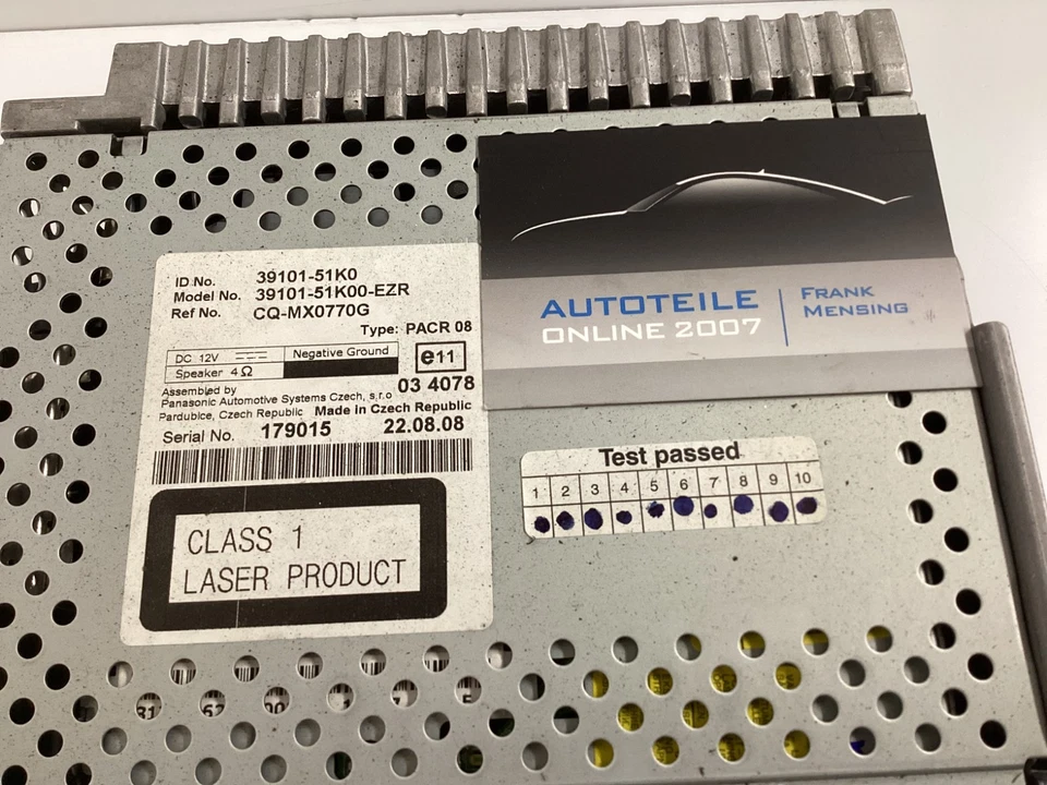 Suzuki Splash Radio Autoradio CD Player MP3 WMA Display PACR08 3910151K0 - Bild 3 von 4