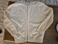 Vintage 1950's Cream Beaded Cardigan by Mohan's Ltd – Hong Kong