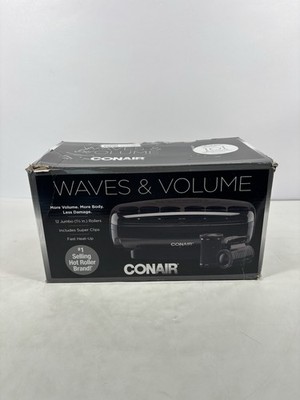 CONAIR Waves & Volume 12 Jumbo Hot Rollers 1 1/2'' All Hair Roller Clips Black