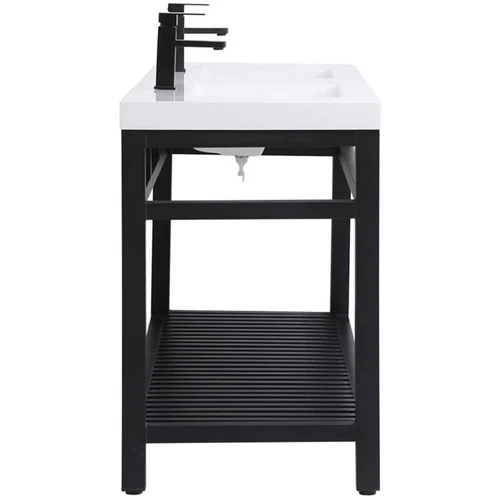 Elegant Decor Raya 60" Double Resin Top Metal Bathroom Vanity in Black - Picture 5 of 14