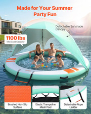 10FT Round Inflatable Floating Dock Platform w/ Ladder Water Island Raft