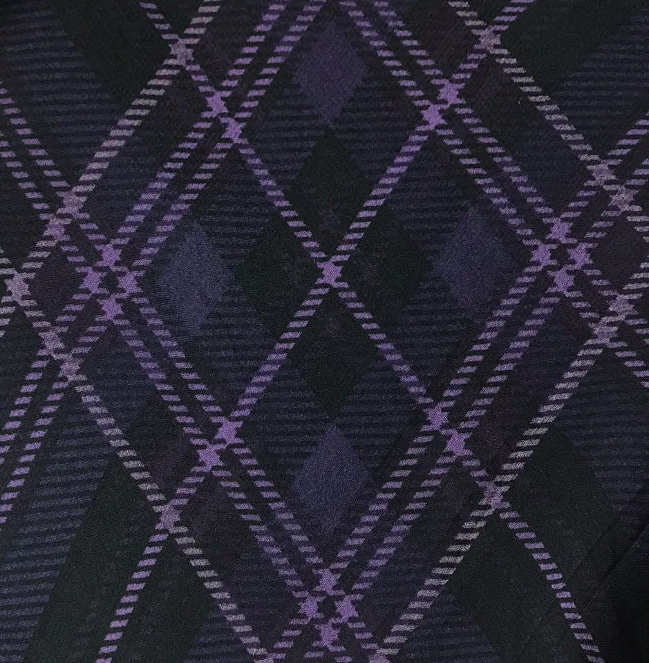 Lauren Ralph Lauren Silk Midi Skirt Trumpet Mermaid Flowy Plaid Black Purple 14 - Image 3 of 4