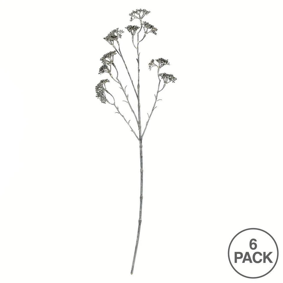 25 pulgadas Spray Patrinia Artificial en Marrón y Blanco, 6 Sprayes por Pack Foto 3 de 4