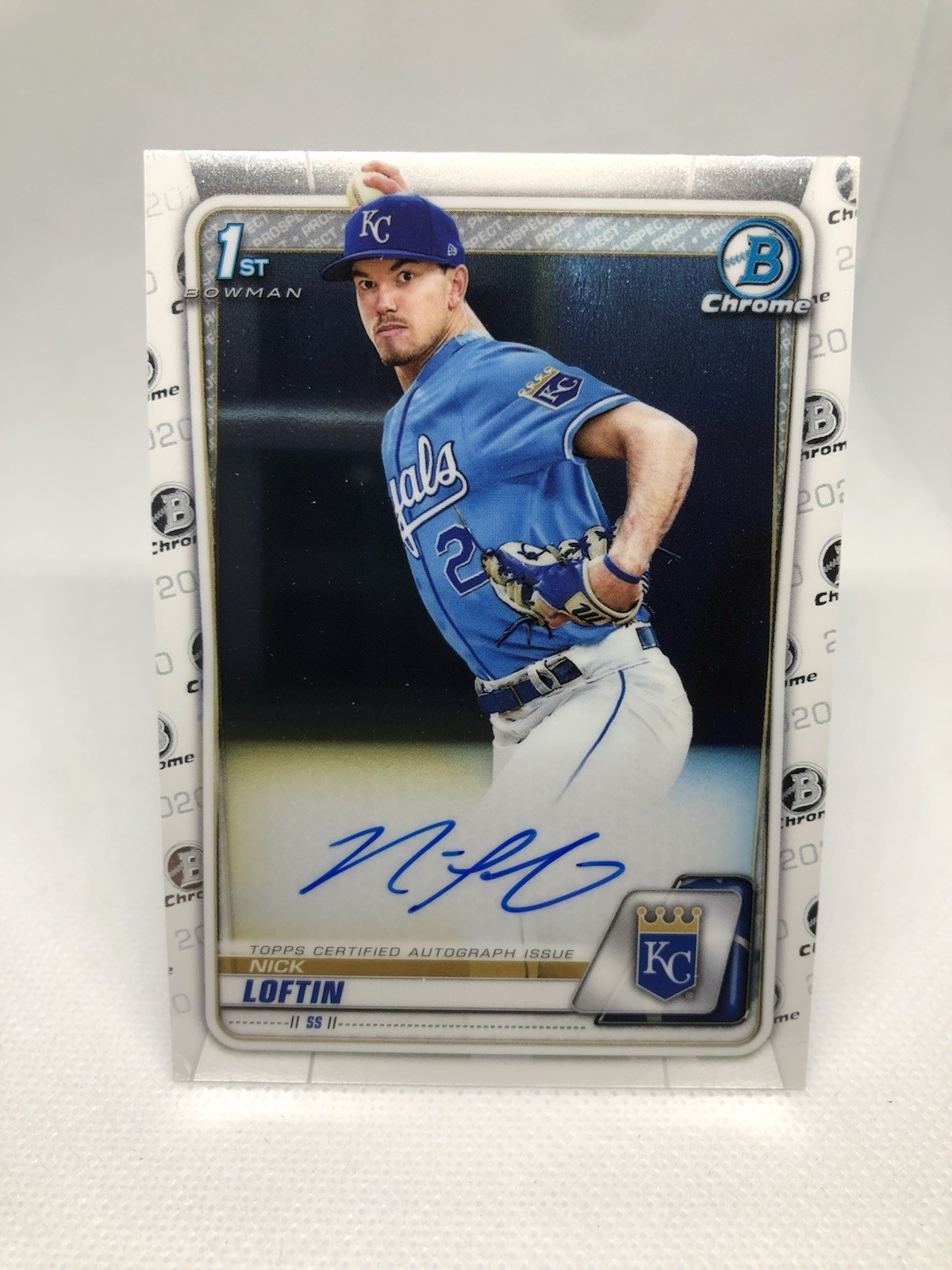 2020 Bowman Draft Chrome Autograph #CDA-NL Nick Loftin 1st Auto Royals Card