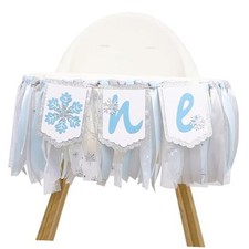 Winter Onederland High Chair Banner - Snowflake Highchair Banner,Winter blue