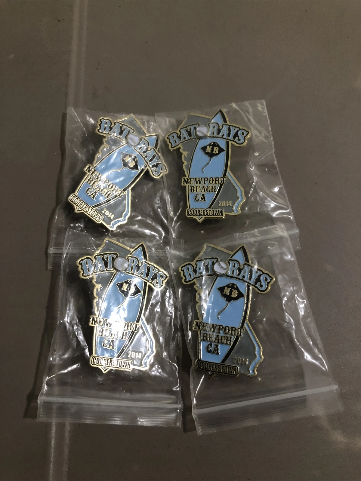 Newport Beach Bat Rays 2014 Cooperstown Baseball Pin Pins Lot Of 4