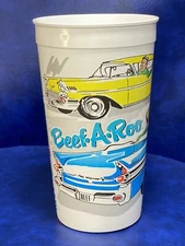 Vtg Sterling IL Beef-A-Roo Restaurant 1950s Theme Car Cruise Night Drink Cup B