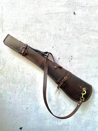 Tactical Shotgun Rifle Leather Gun Case Classic Hunting Cover Scabbard Sleeve - Picture 6 of 9