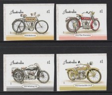 AUSTRALIA 2018 - Juego de 4 sellos de libro P&S diseño MOTOCICLETAS vintage MNH
