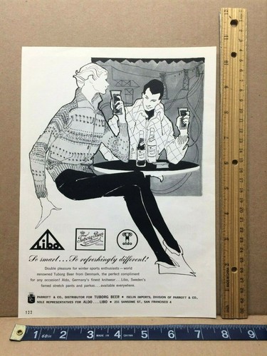 Vintage 1960 Tuborg Beer Libo Aldo Ski Wear Snow Winter Olympics Skiing Print Ad - 第 7/7 張圖片