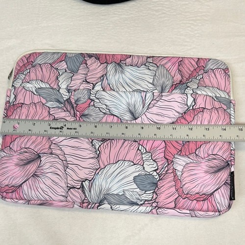 Funda Floral para Portátil Acolchada Forro Suave Bolsillo Exterior Cierre de Cremallera Rosa Gris - Imagen 7 de 7