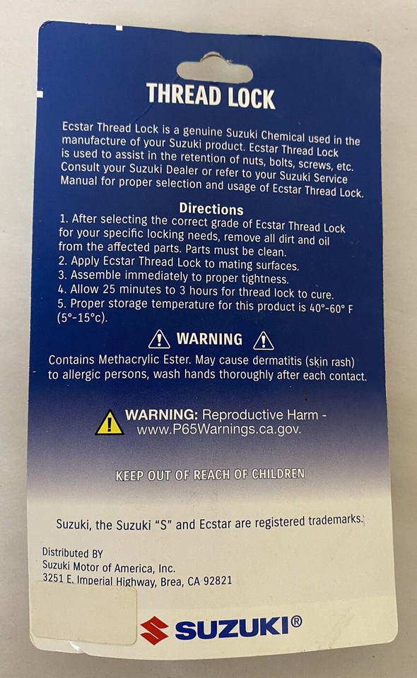 Suzuki Ecstar Thread Lock 1333B Medium Strength 10ML | 990A006E3310C ...