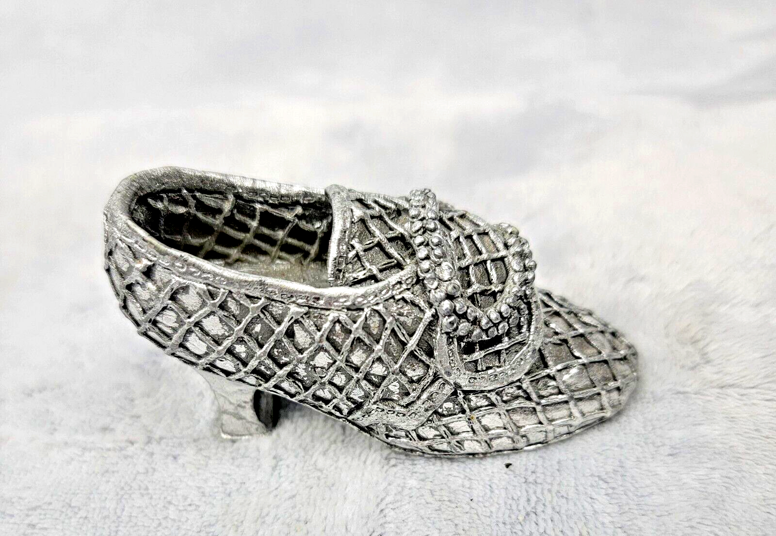 Vintage Victorian Pewter Mini Shoe Ornament Decorative Collectible