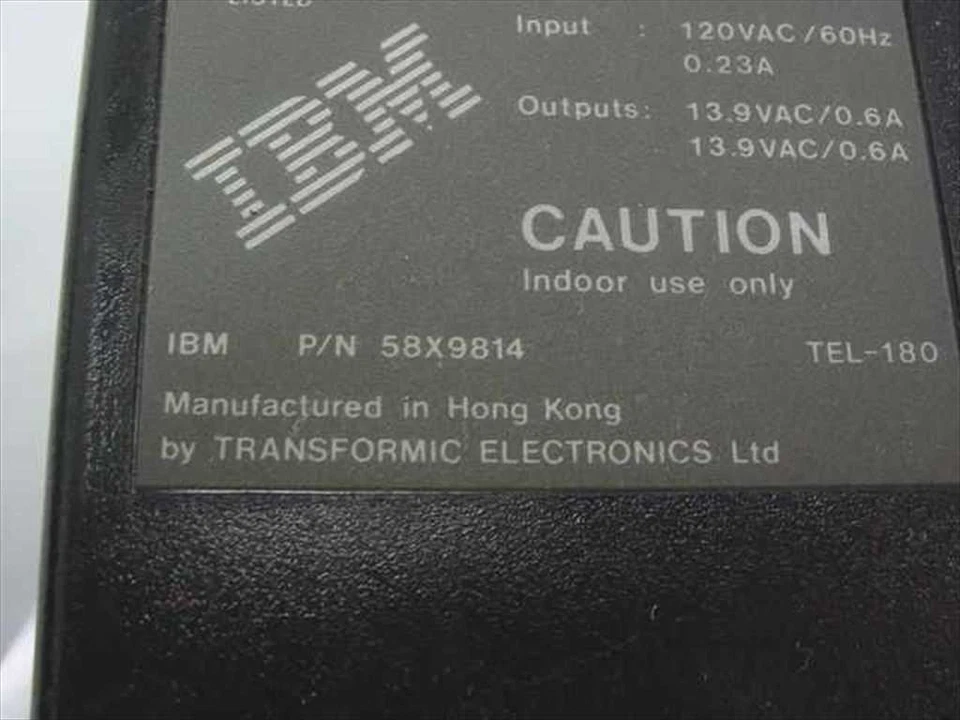 IBM AC Adapter OUT: 13.9 VAC @ 0.6A - TEL-180 with Proprietary DIN 58X9814 - Image 2 of 3