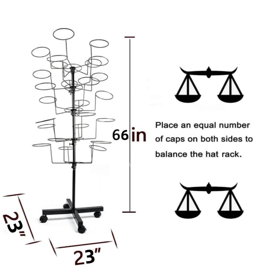7 Tier 35 Hats Rotating Hat Display Rack Metal Floor Caps Headwear ...