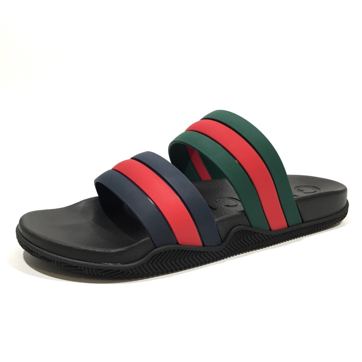 GUCCI WEB RGR RUBBER SLIDES SANDALS -MEN'S US 12.5 -NEW | eBay
