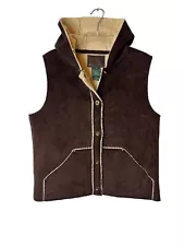 Lauren R.L. Dry Goods Supply Co Women’s Hooded Vest Sz M Faux Suede Brown Vest