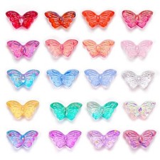 100pcs Butterfly Beads Butterfly Crystal Beads for Jewelry Making Bulk