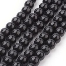 Glass Pearls Black Beads 6mm BULK Double Strand 32" Wholesale Supplies
