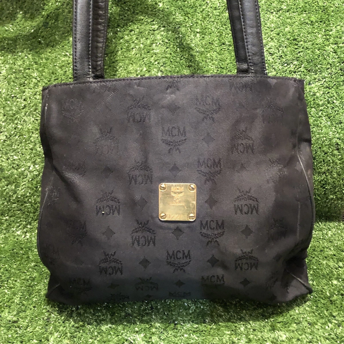 mcm black monogram bag