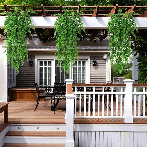 4Pcs Artificial Hanging Plants Fake Boston Ferns Wall Home Garden Outdoor Decor - Picture 12 of 34