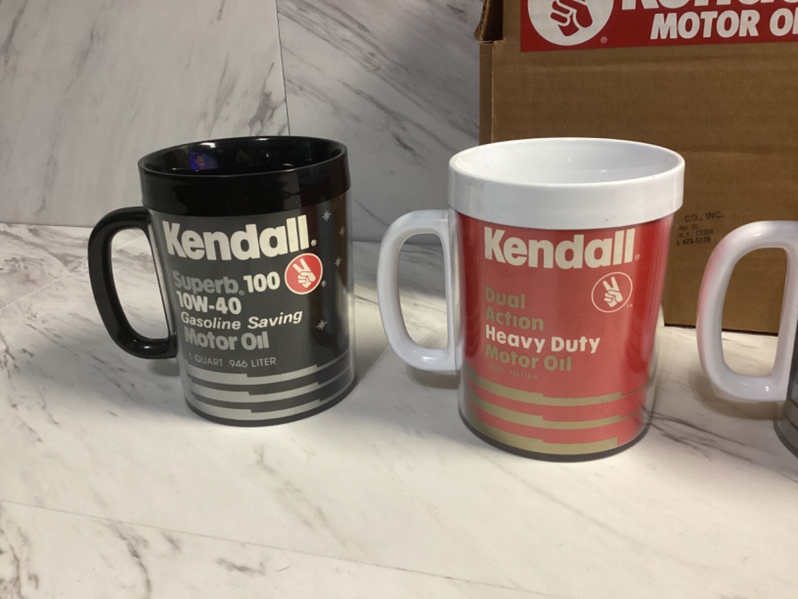 Vintage Set Of 4 Kendall motor Oil Coffee Mugs Cups eBay
