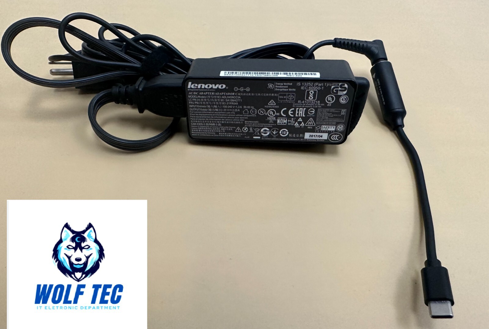 Chromebook 100e 300e 500e C330 S330 Genuine Lenovo 45W USB C Type C Charger-image