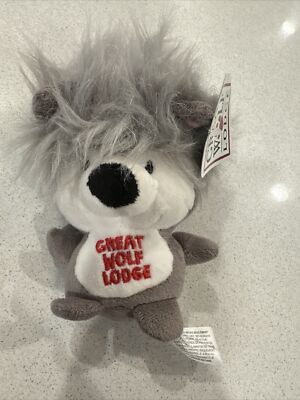PLUSH Great WOLF Lodge GRAY White Stuffed Animal Small Clip On Doll Dangle Toy