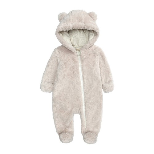 Infant Baby Girl Boy Solid Cartoon Ear Hoodie Romper Clothes Zip Fleece Jumpsuit - Bild 14 von 15