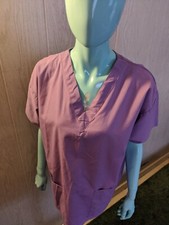 Crest Purple Medium Scrub Top Medical Nurse Veterinarian Vet-tech V Neck