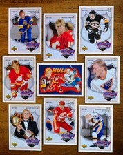 33) BRETT HULL 1991-92 UD FRENCH Hockey Heroes (9) Card Sets (No Header) +Extras